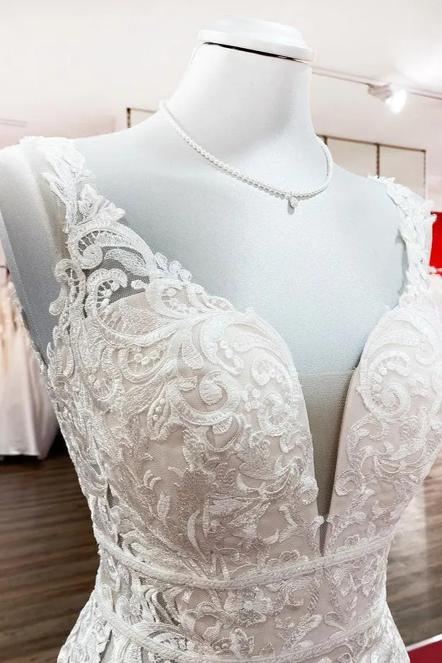 Robe de mariée sirène élégante sans manches, dos nu, en tulle et dentelle, pour une mariée élégante