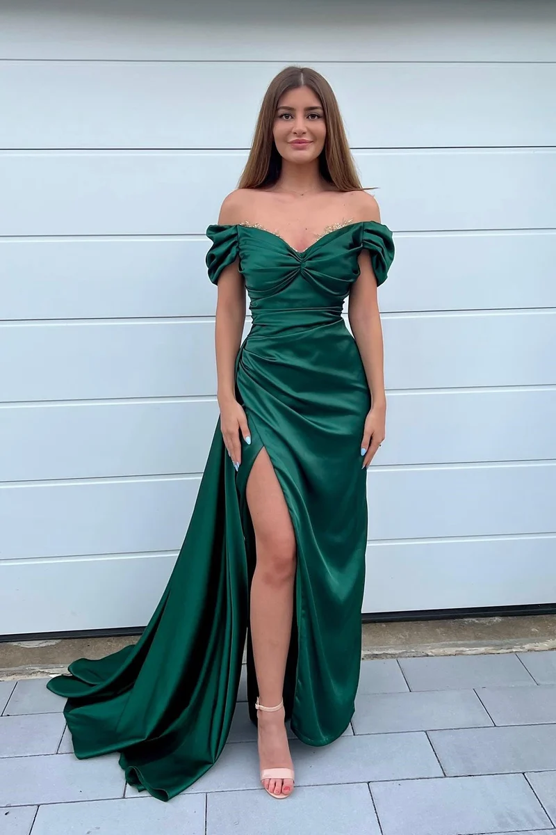 Robe de bal sirène vert foncé élégante avec décolleté en cœur