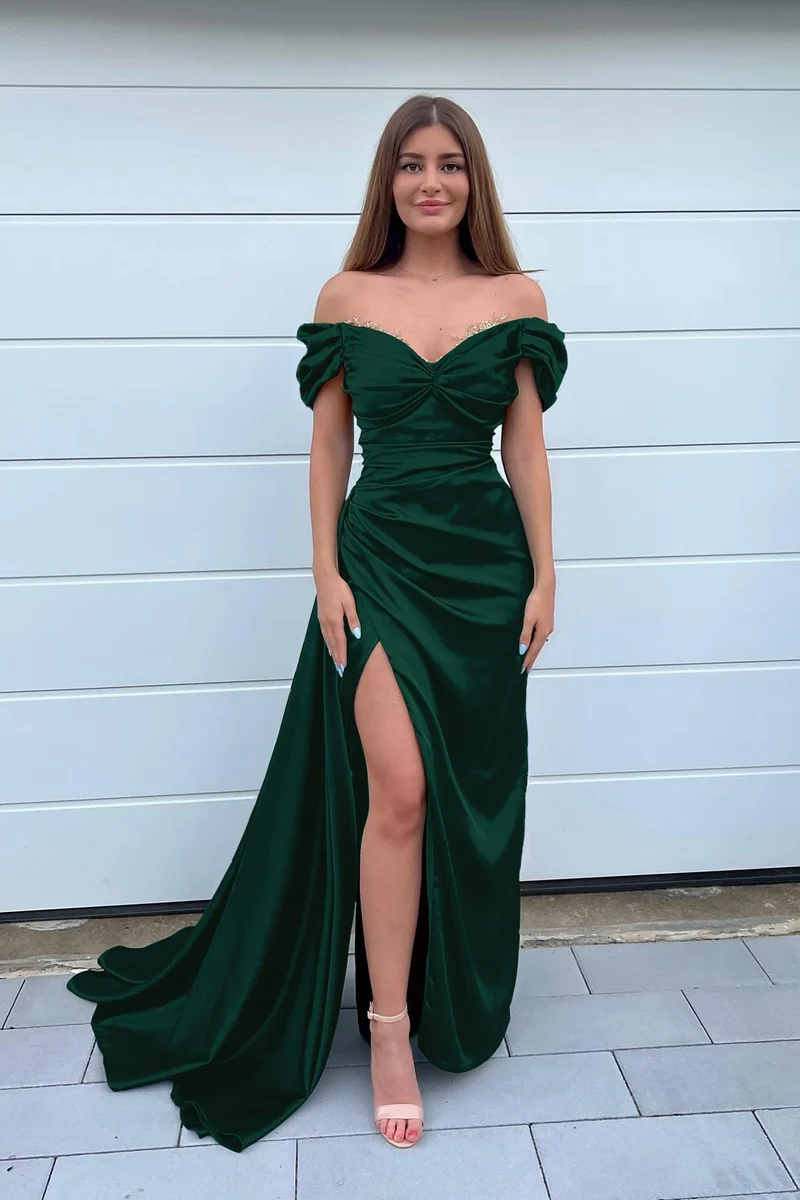 Robe de bal sirène vert foncé élégante avec décolleté en cœur