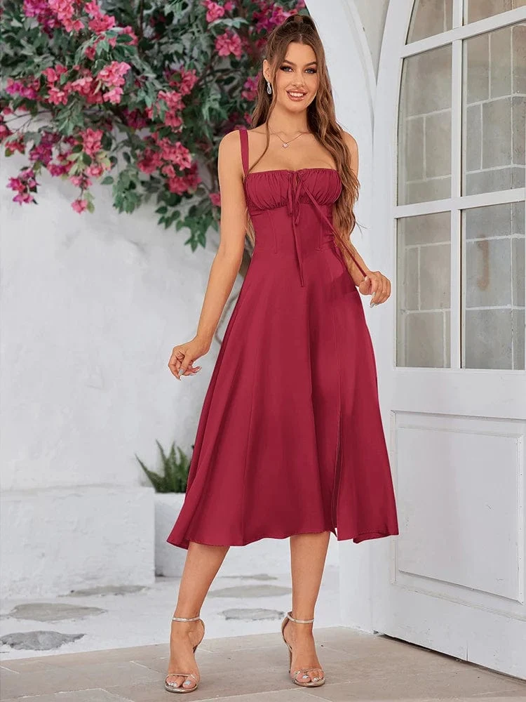 Robe été plissée midi sans manches