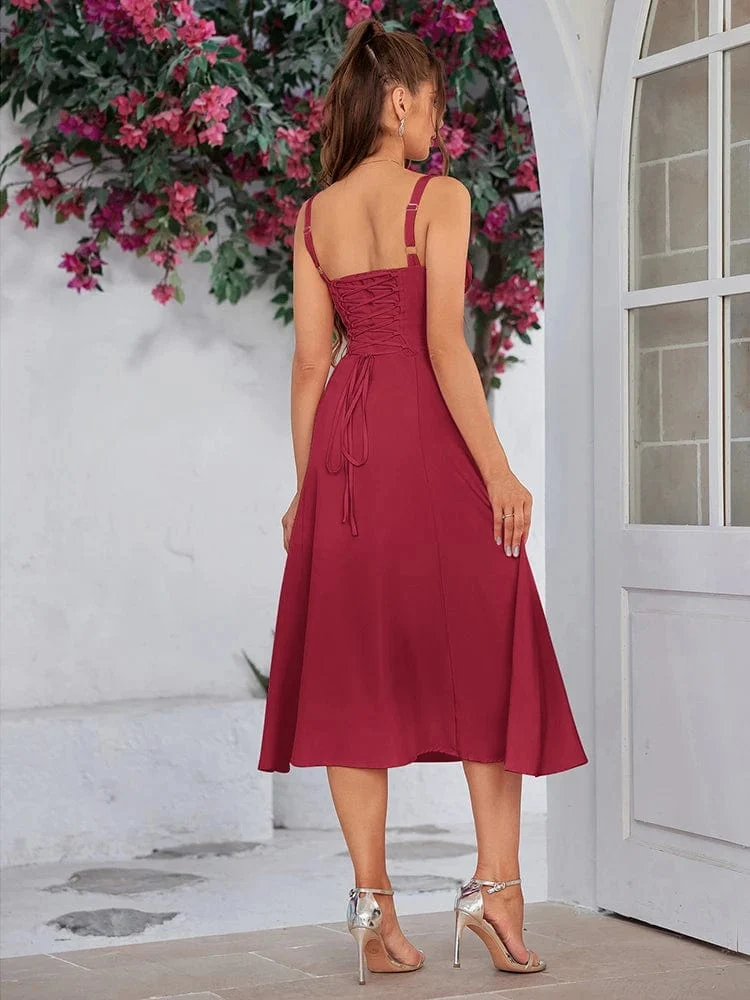 Robe été plissée midi sans manches