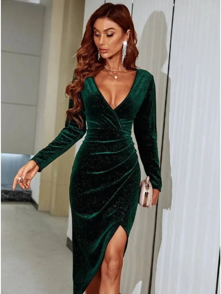 Robe de soirée verte sequin