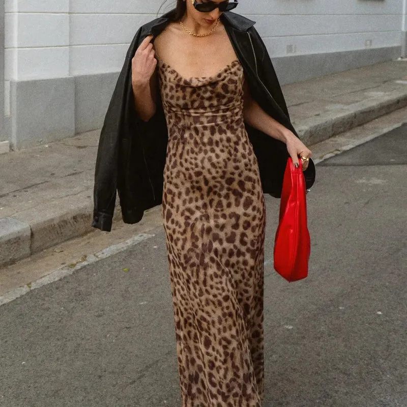 Robe de soirée moulante léopard