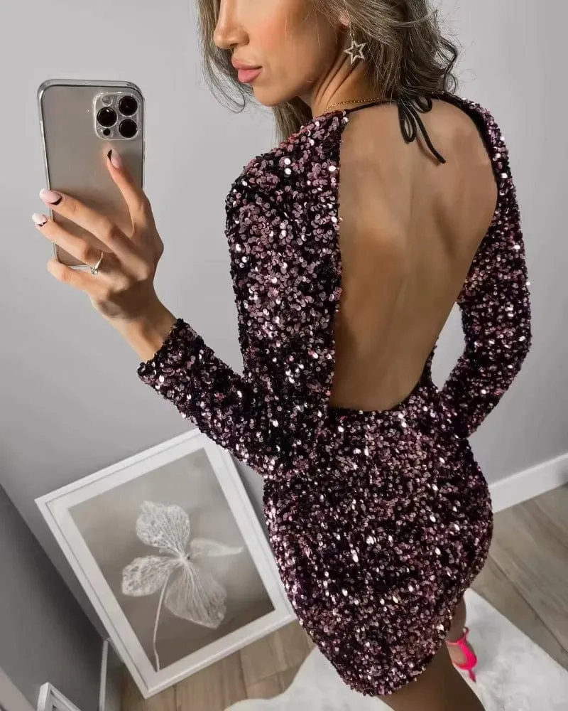 Robe de soirée courte à paillettes