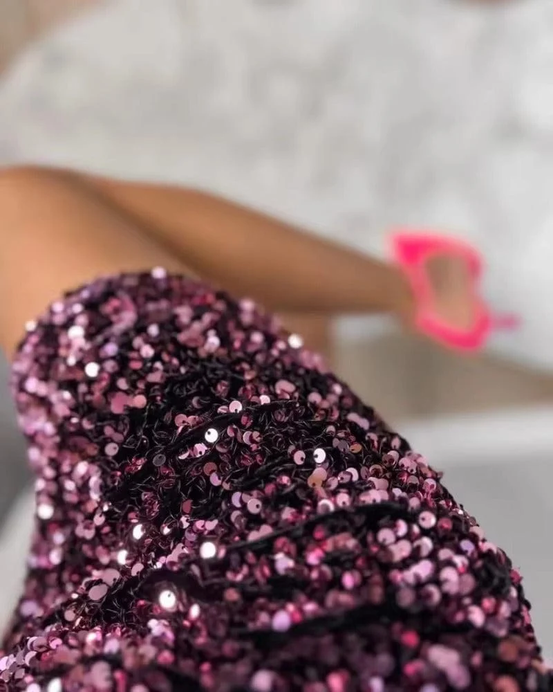 Robe de soirée courte à paillettes
