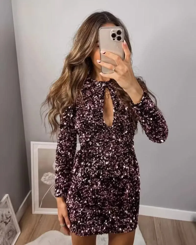 Robe de soirée courte à paillettes