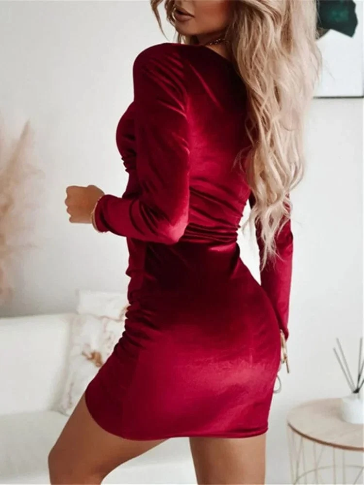 Robe de soirée chic moulante à manche longue