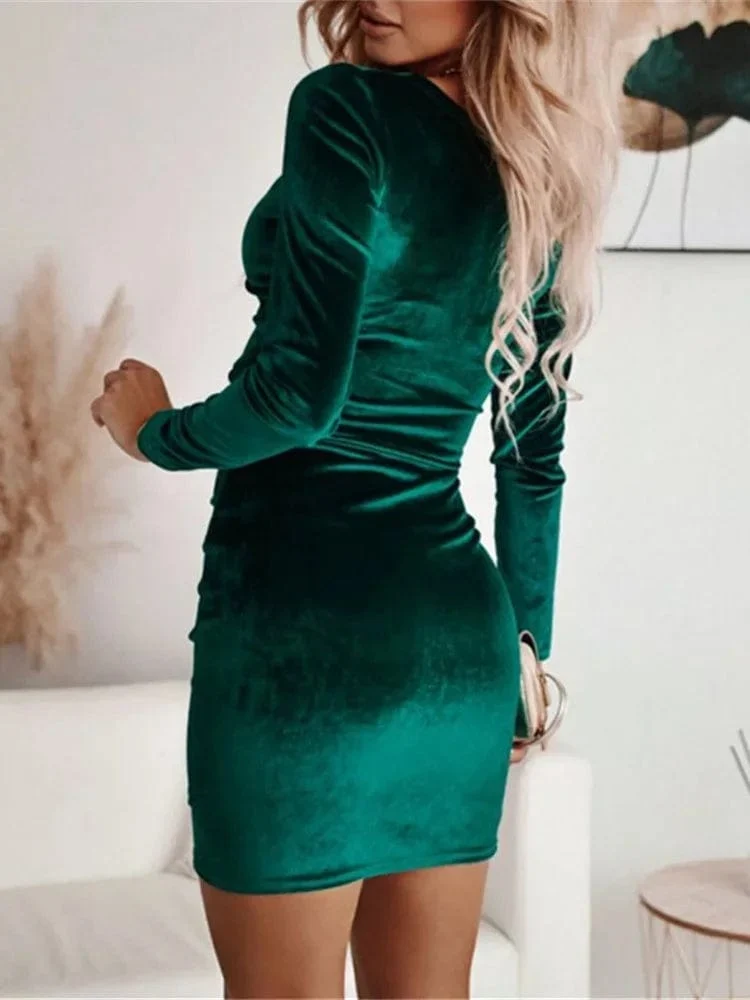 Robe de soirée chic moulante à manche longue
