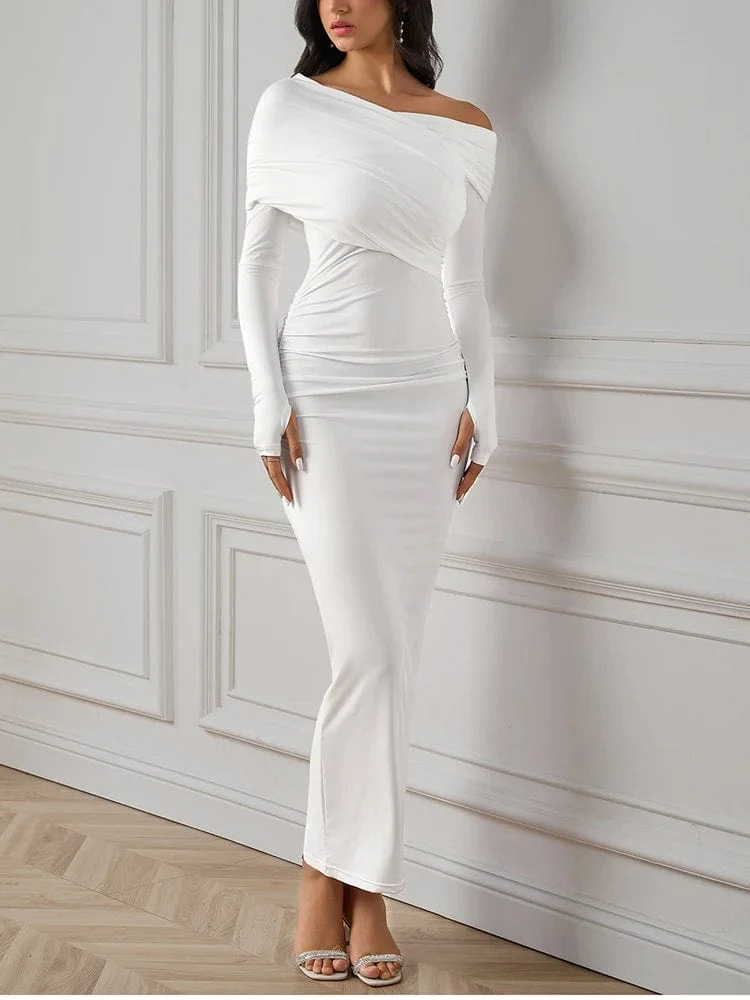 Robe de soirée chic longue manches longues