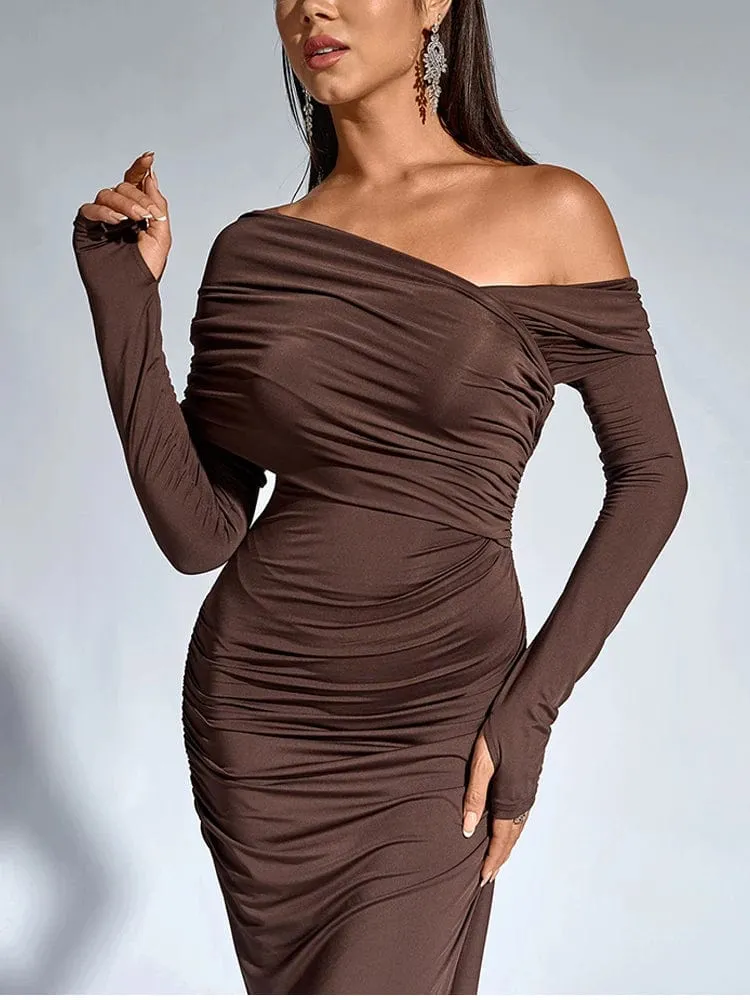Robe de soirée chic longue manches longues