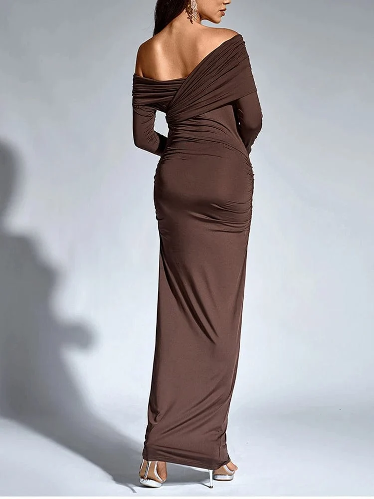 Robe de soirée chic longue manches longues