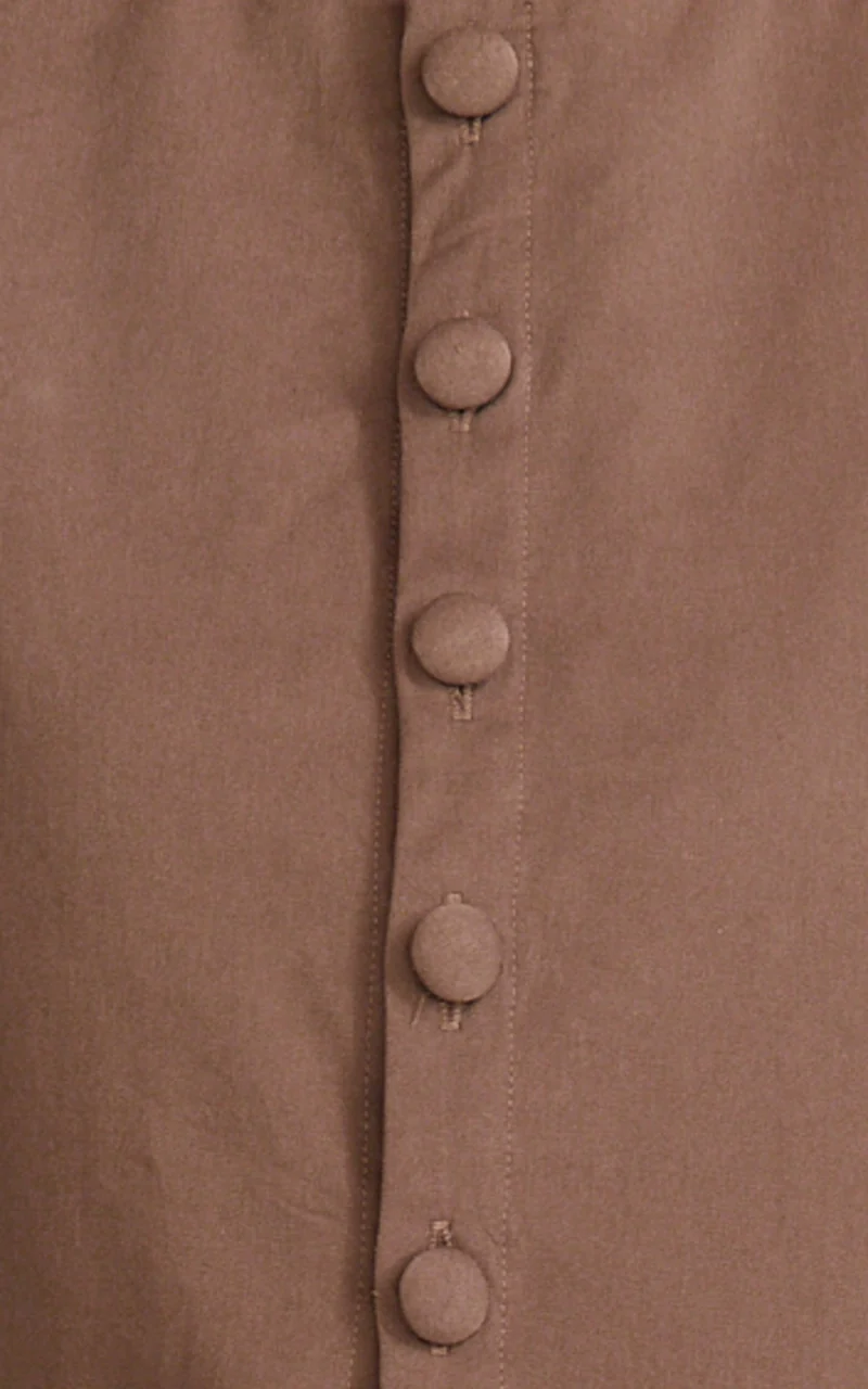 Valencia Two Piece Top and Pants Set - Button Front Vest and High Waisted Pants Set in Mocha