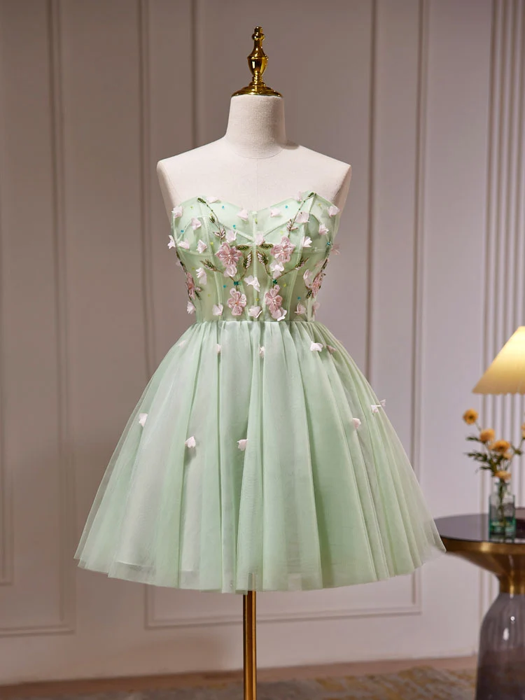 Robe de soirée transparente en tulle vert, robe de soirée transparente