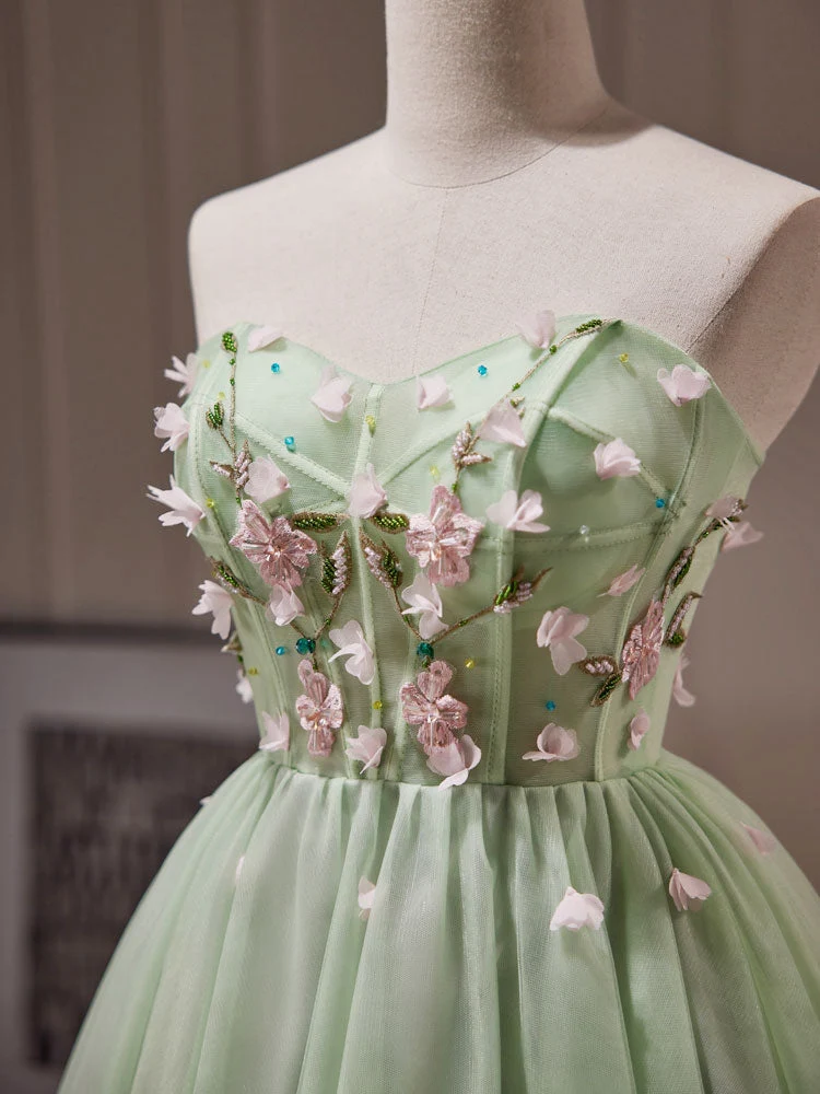 Robe de soirée transparente en tulle vert, robe de soirée transparente