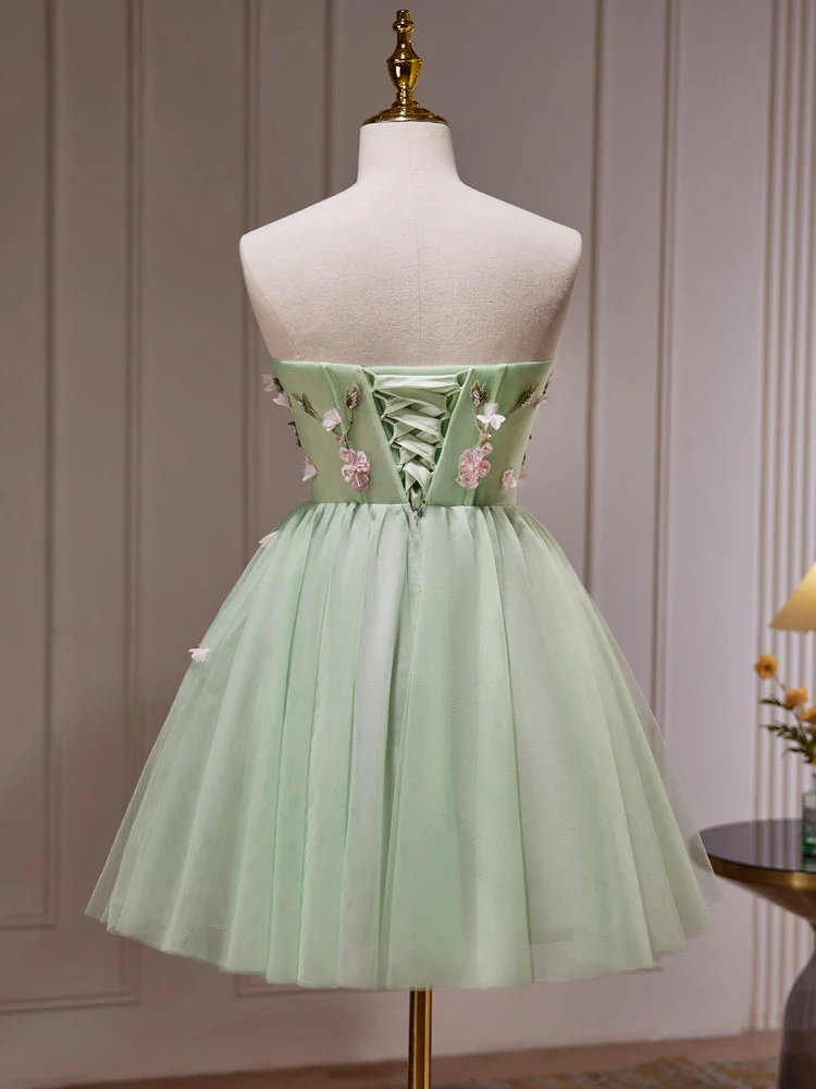 Robe de soirée transparente en tulle vert, robe de soirée transparente