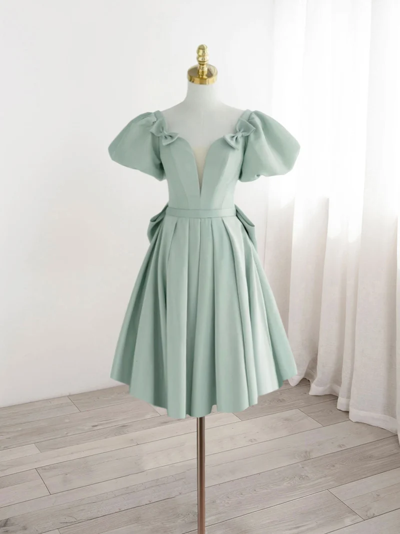 Robe de soirée courte vert menthe, robe de soirée