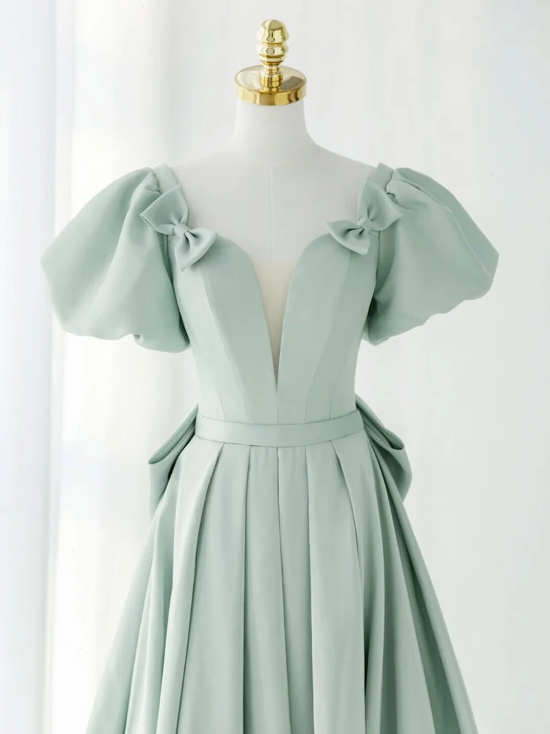 Robe de soirée courte vert menthe, robe de soirée
