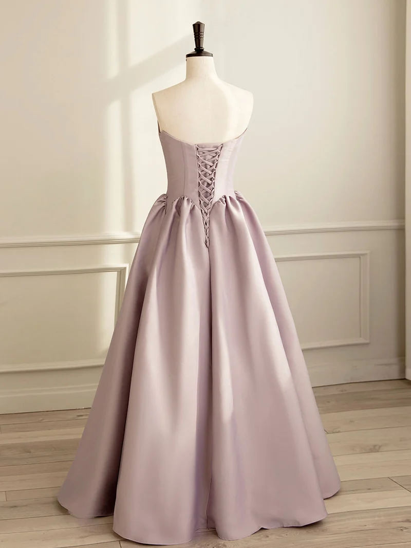 Robe de soirée trapèze élégante en satin taille basse