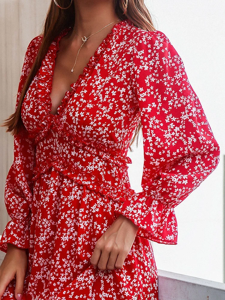 Robe longue de printemps manches longues
