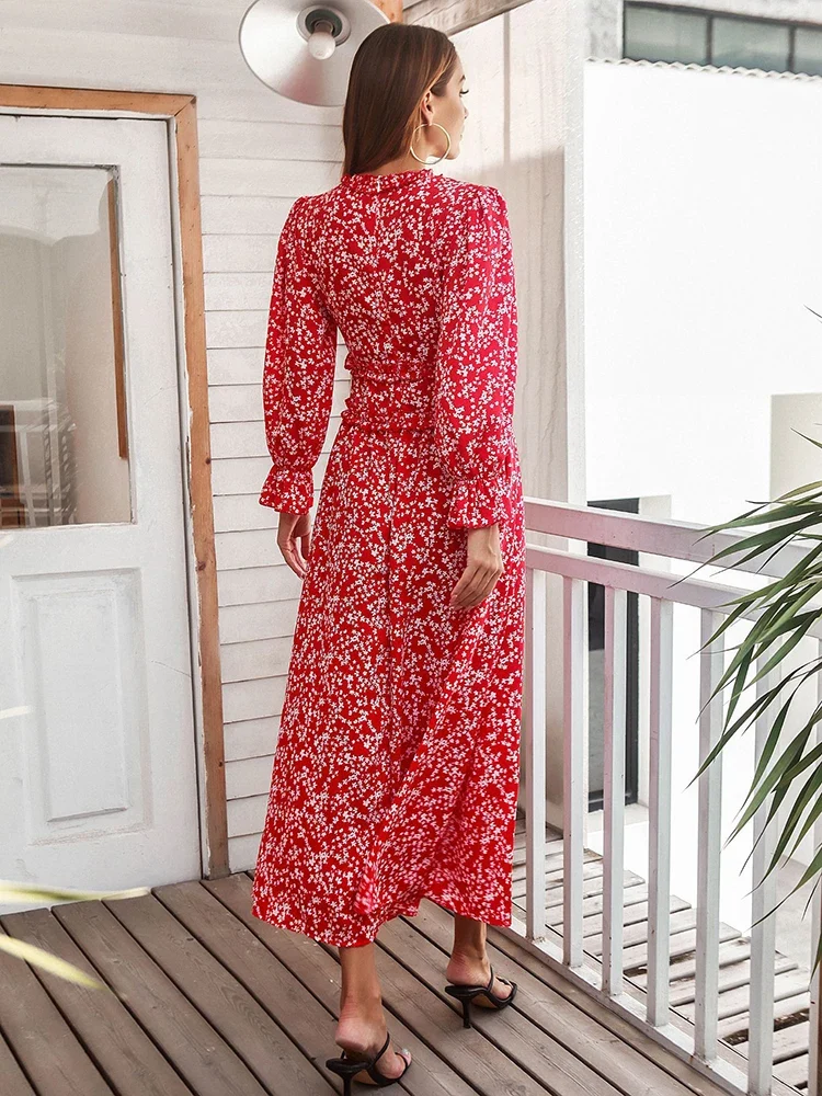 Robe longue de printemps manches longues