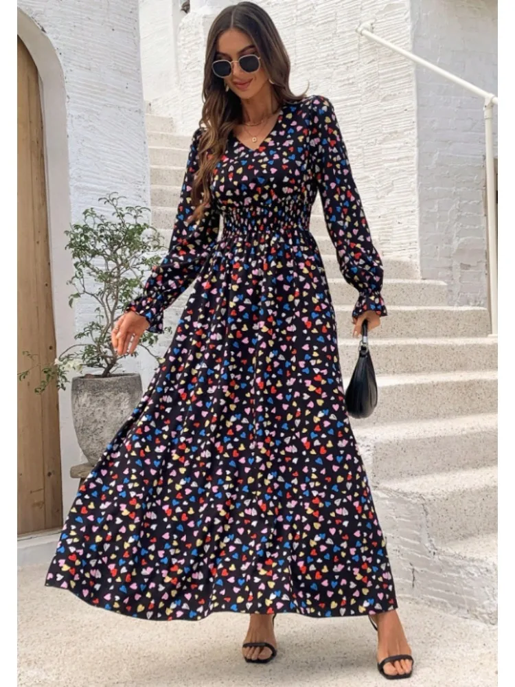 Robe en mousseline manches longues noire