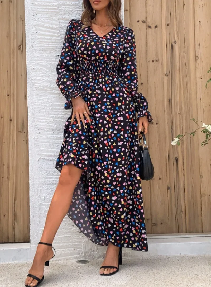 Robe en mousseline manches longues noire