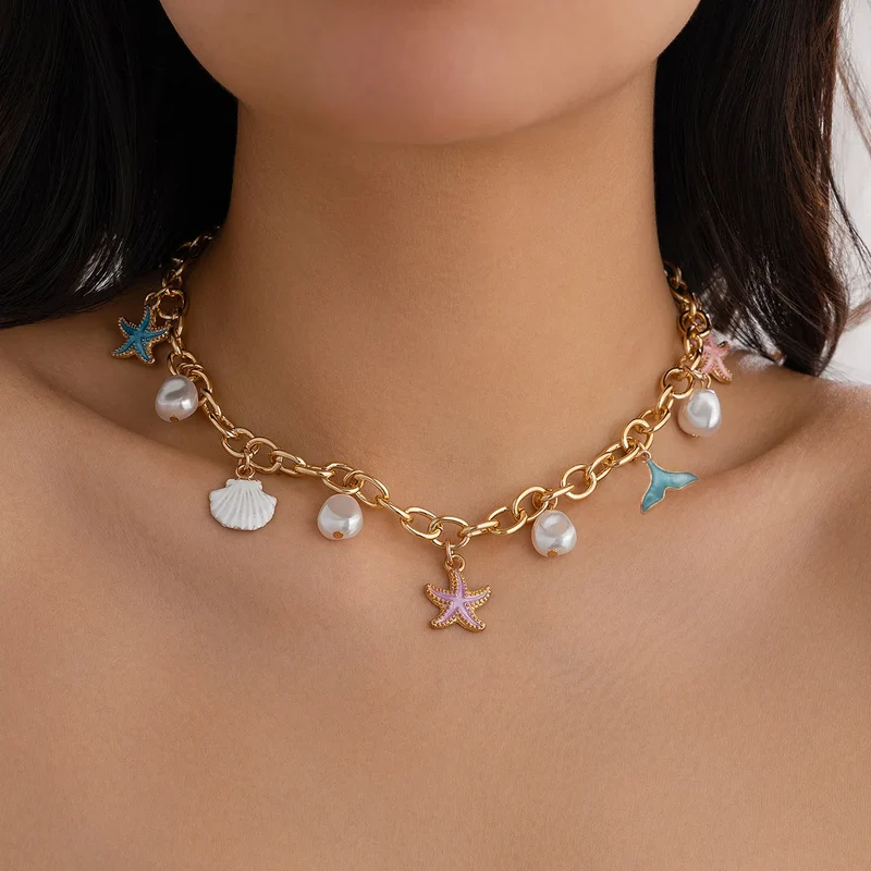 Collier coquillages vintage pour femme
