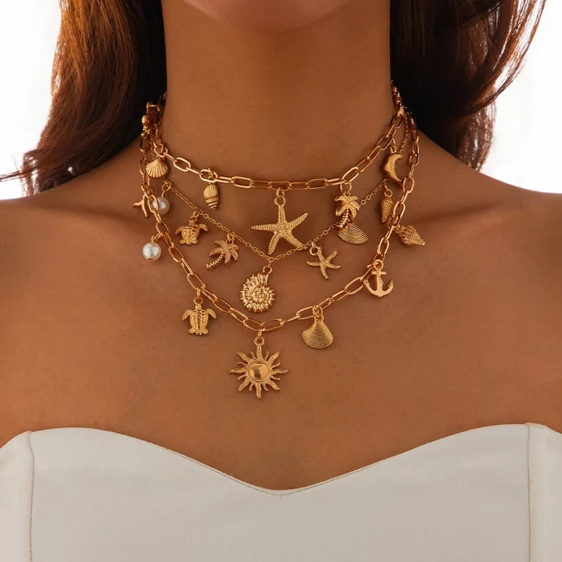 Collier coquillages vintage pour femme