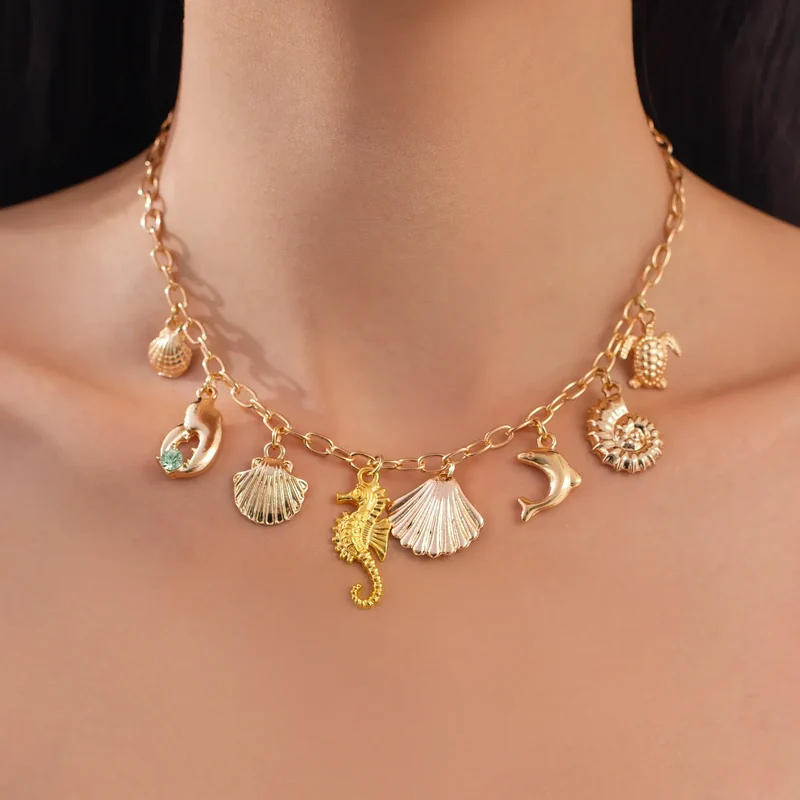 Collier coquillages vintage pour femme