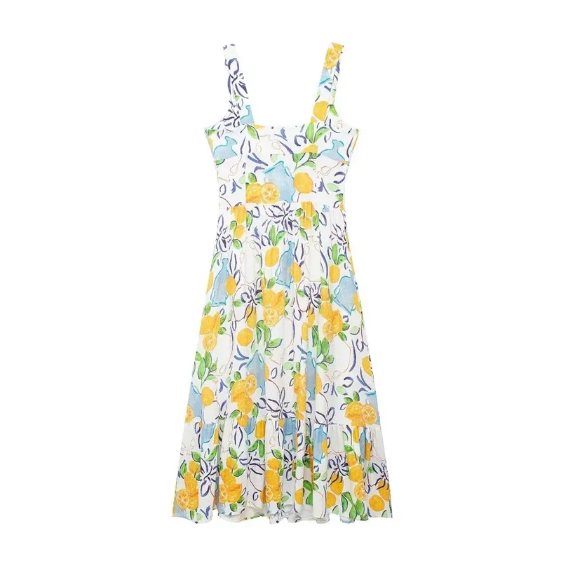 Robe printanière florale blanche et jaune