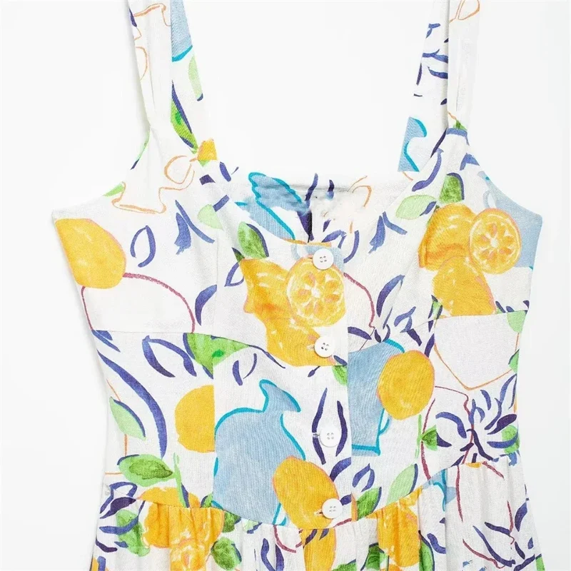 Robe printanière florale blanche et jaune
