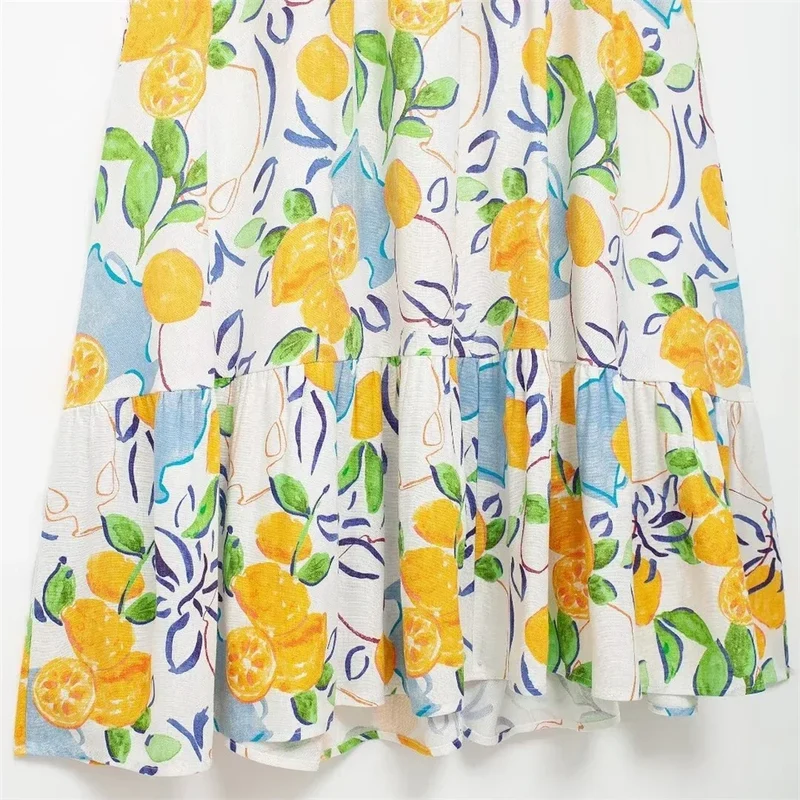 Robe printanière florale blanche et jaune