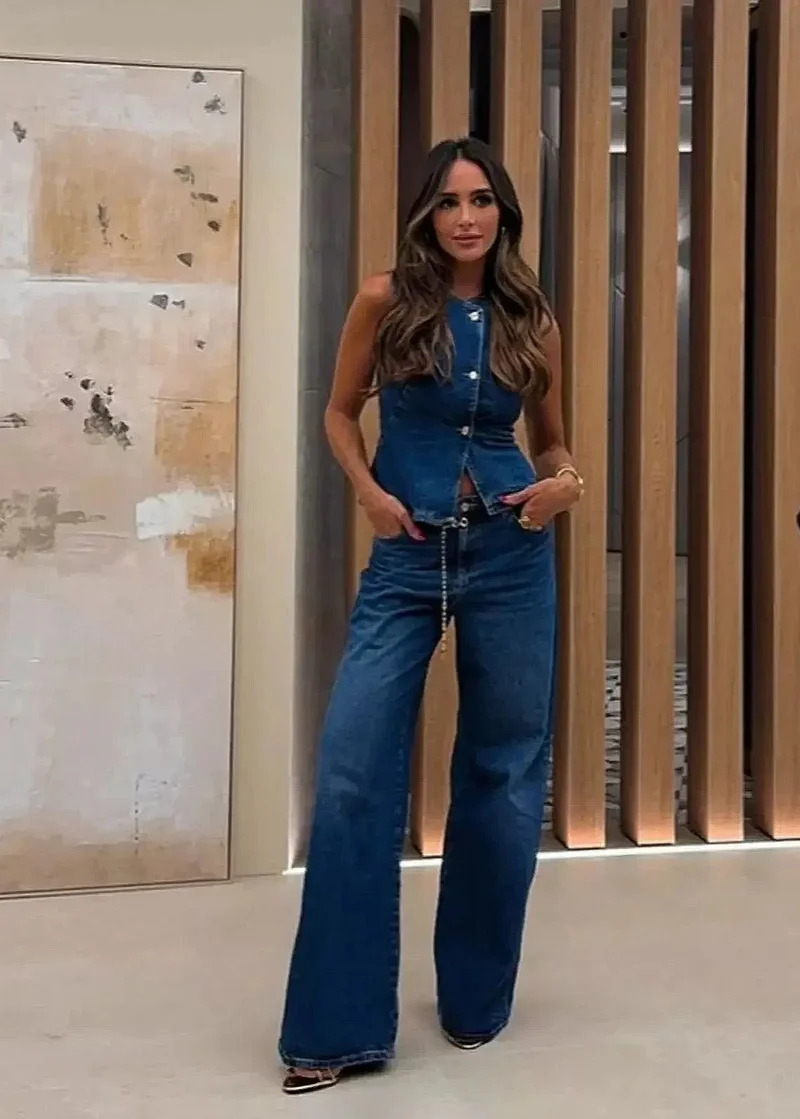 Ensemble en Jean – Gilet Sans Manches et Pantalon