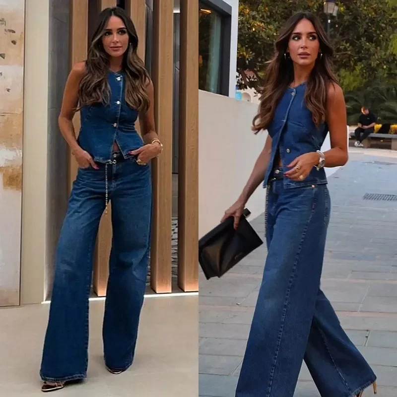 Ensemble en Jean – Gilet Sans Manches et Pantalon