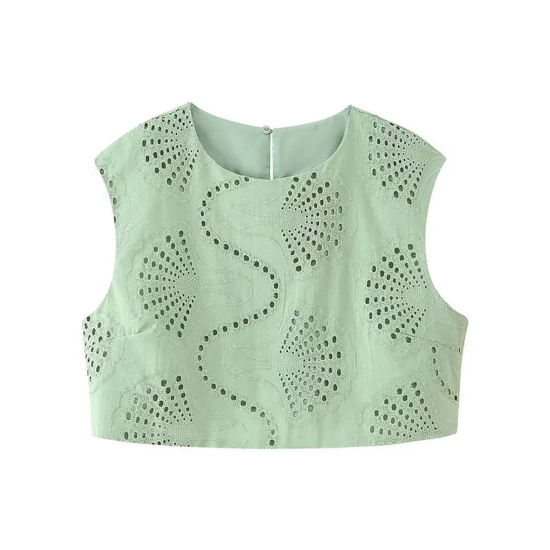 Ensemble jupe et top élégant chic brodé pour femme