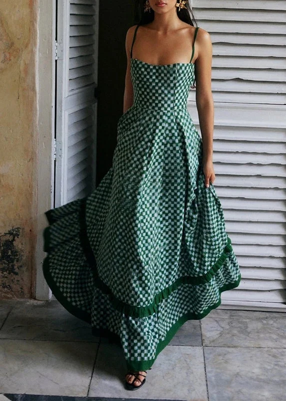 Robe longue vichy verte