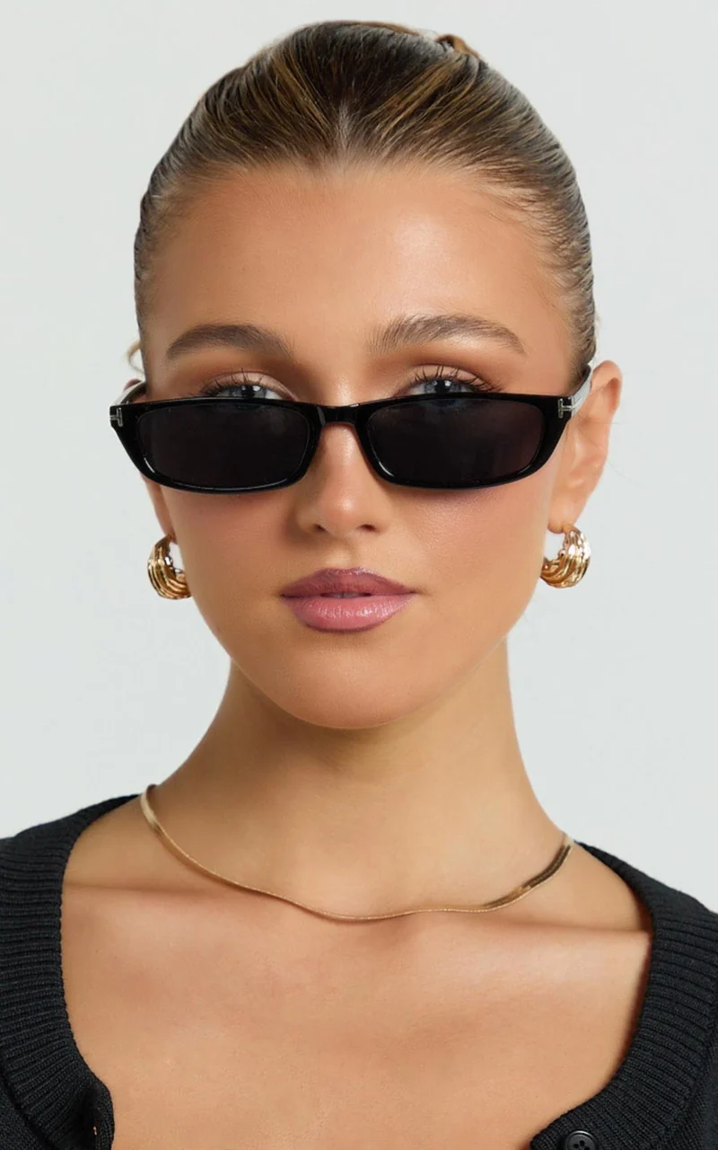 Colette Sunglasses - Small Rectangle Sunglasses in Black