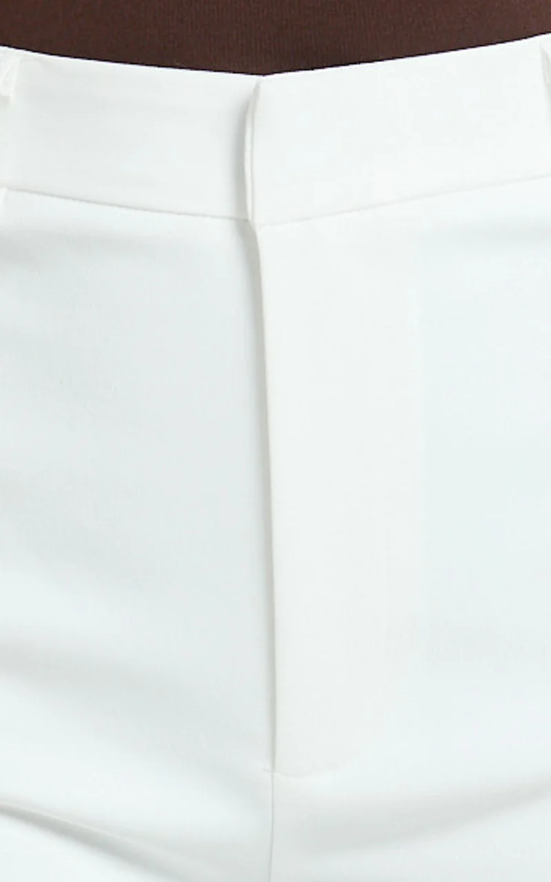 Carolyn Pants - High Waist Slim Straight Leg Tailored Pants in Off White