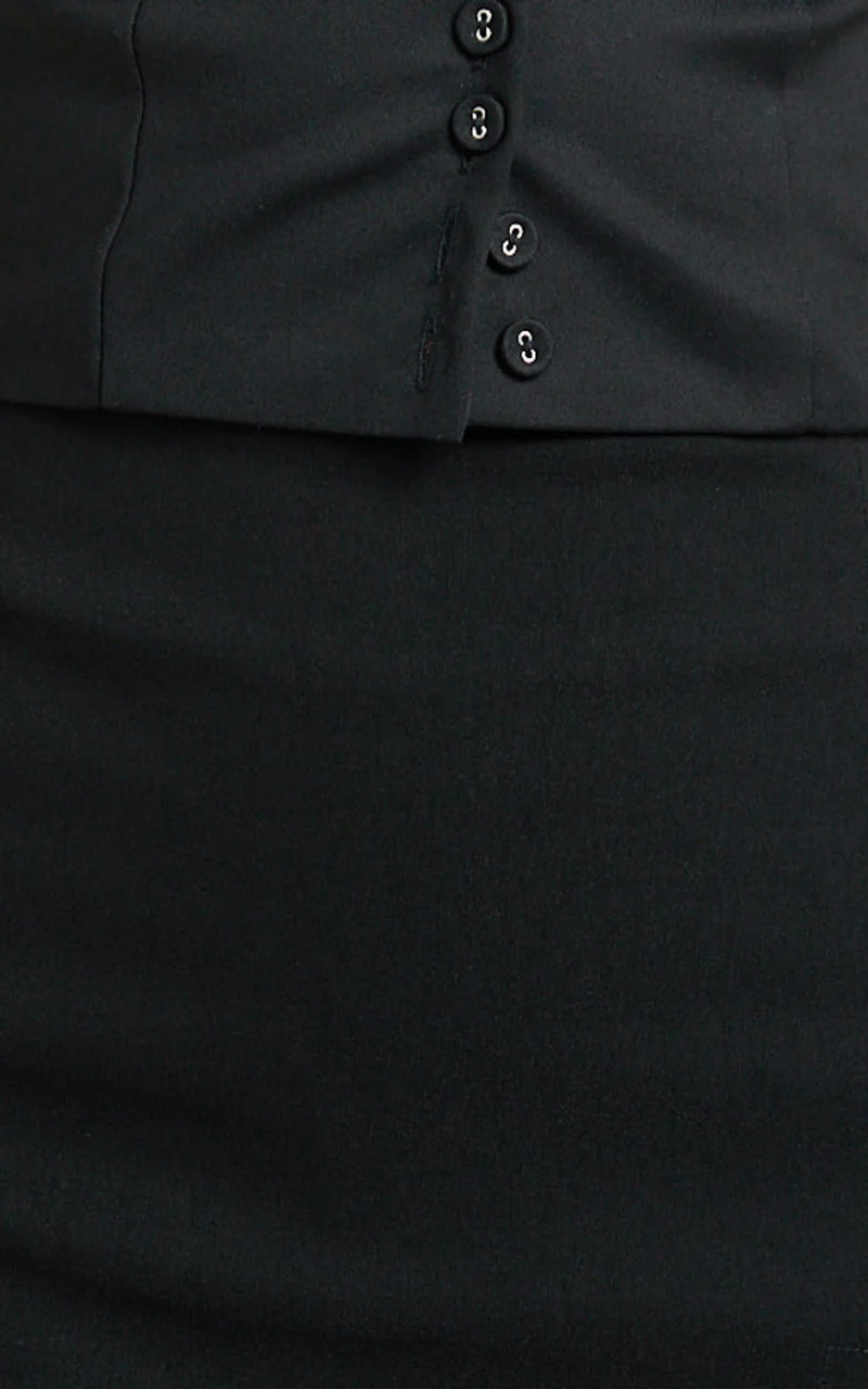 Allie Skort - High Waisted Thigh Split Mini Skort in Black