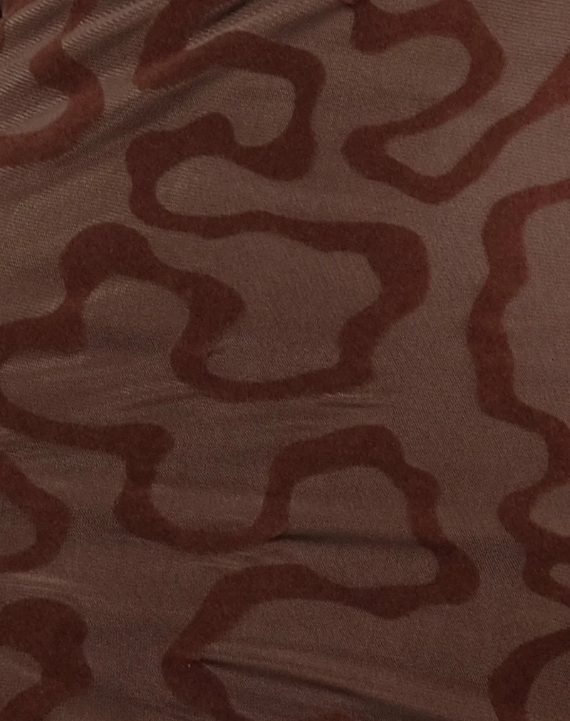 Robe longue Kalana en flocon de soie marron