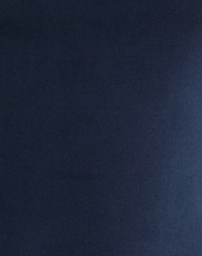 Aspyn High Neck Tie Top in Cupro Navy