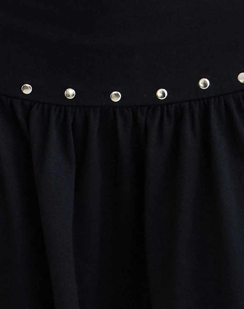 Jupe cloutée Nefety en jersey noir