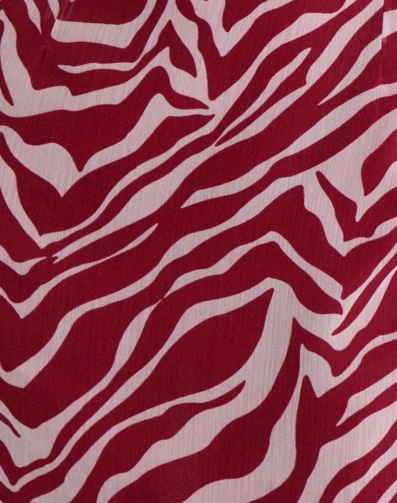Beyza Halter Mini Dress in Zebra Print Red (Mini robe dos nu en imprimé zébré)
