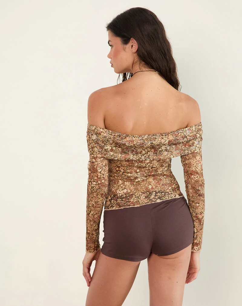 Nanila Top in Cluster Floral Brown