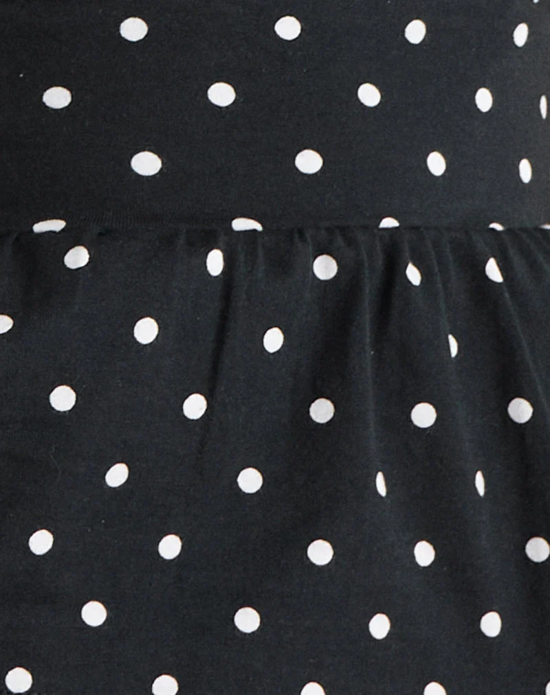 Leisna Frill Top in Polka Black