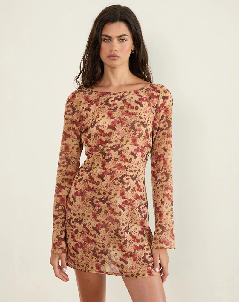 Mini robe Jovia en mousseline de soie Rusty Flower