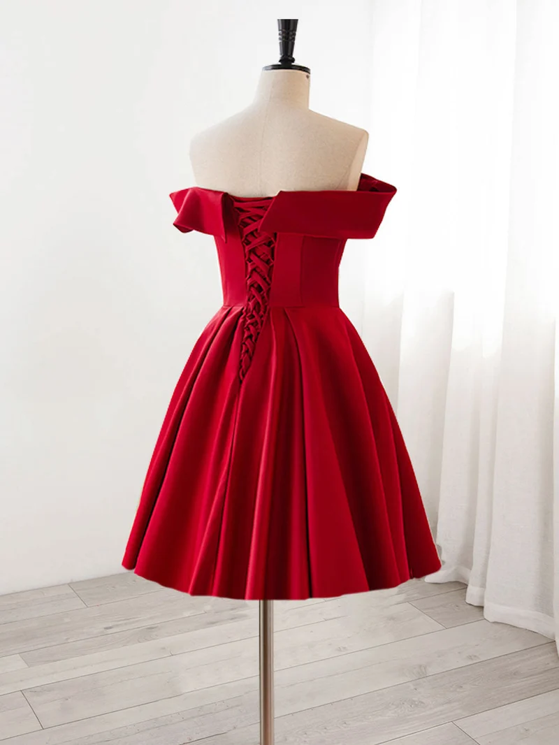 Robe de soirée courte rouge unique, robe de danse de 8e année
