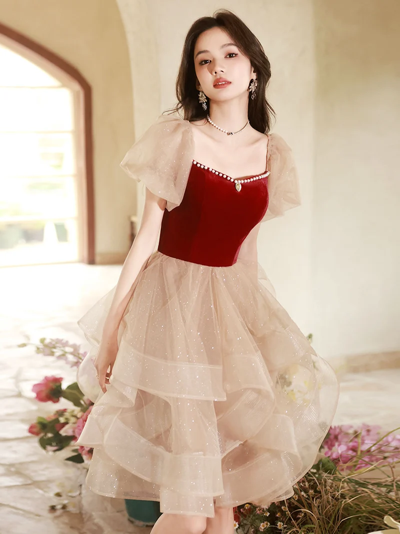 Robe de danse courte à plusieurs niveaux pour juniors, tenue de danse de 8e année