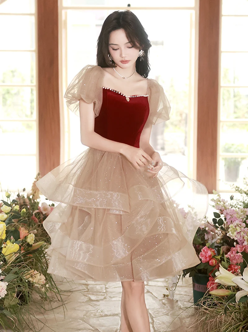 Robe de danse courte à plusieurs niveaux pour juniors, tenue de danse de 8e année
