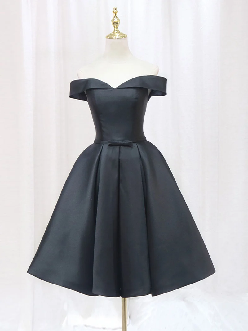 Robe courte noire de style années 50, robe de soirée vintage, robes de demoiselle d'honneur